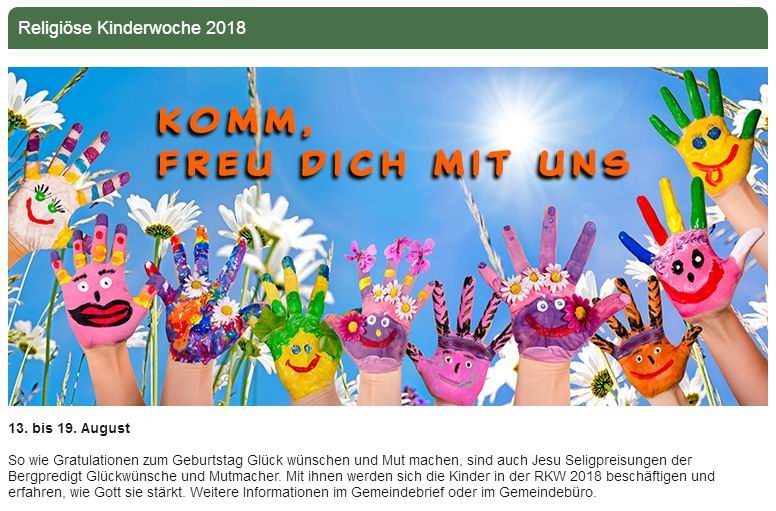 Religiöes Kinderwoche 2018 - Freizeit - Premnitz - Evangelische Kirchengemeinde Premnitz