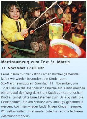 ÖKUMENE  --  Martinsumzug zum Fest St. Martin, Kleines oder selbst organisiertes Event, Premnitz